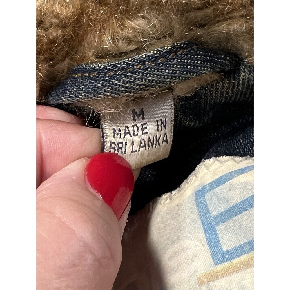 Cole B Country Denim Quilt Lined Faux Fur Trim Jacket Women's Size Medium Blue - Picture 13 of 16
